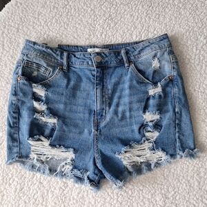Almost Famous Light Blue Distressed Jean Shorts